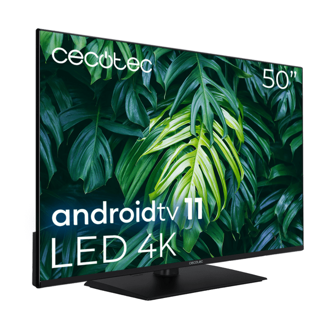 Cecotec TV Cecotec A2Z Series ALU20050ZS Televisión LED 50” Con Resolución 4K UHD Sistema Operativo Android TV 11 Chromecast HDR10+ Google Voice Assistant Clase E Con Peana Central. Televisión LED 50”