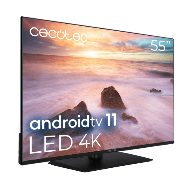 Cecotec TV Cecotec A2Z Series ALU20055Z Televisión LED 55” Con Resolución 4K UHD Sistema Operativo Android TV 11 Chromecast HDR10+ Google Voice Assistant Clase E Con Peana Central. Televisión LED 45" Smart TV