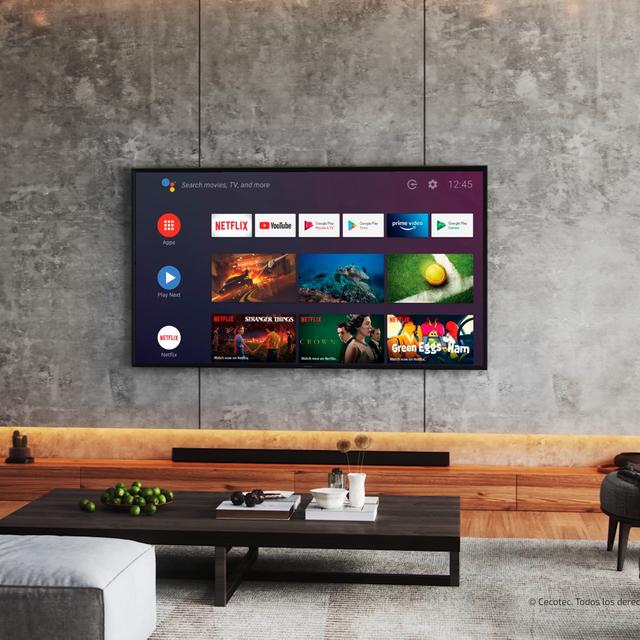 Cecotec TV Cecotec A2Z Series ALU20055Z Televisión LED 55” Con Resolución 4K UHD Sistema Operativo Android TV 11 Chromecast HDR10+ Google Voice Assistant Clase E Con Peana Central. Televisión LED 45" Smart TV