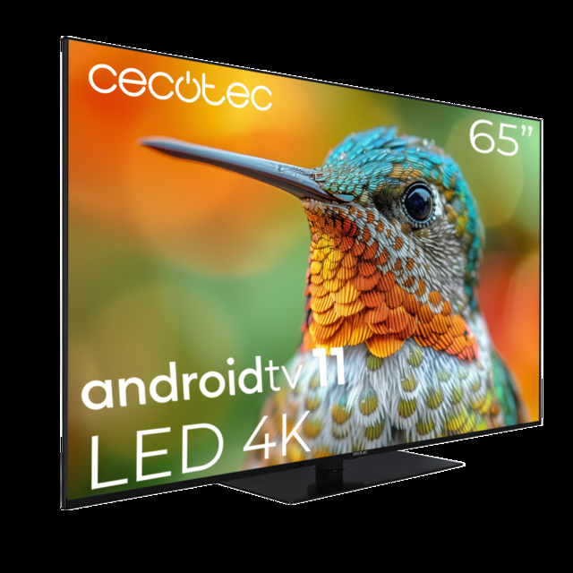 Cecotec TV Cecotec A2Z Series ALU20065Z M Televisión LED 65” Con Resolución 4K UHD Sistema Operativo Android TV 11 Chromecast HDR10+ Google Voice Assistant Clase E Con Peana Central. Televisión LED 65" Smart TV