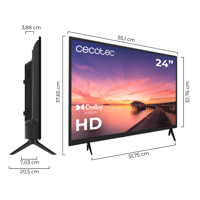 Cecotec TV Cecotec Televisión LED 24” Con Resolución HD Sistema Dolby Y Memoria Flash. Televisión LED 24”