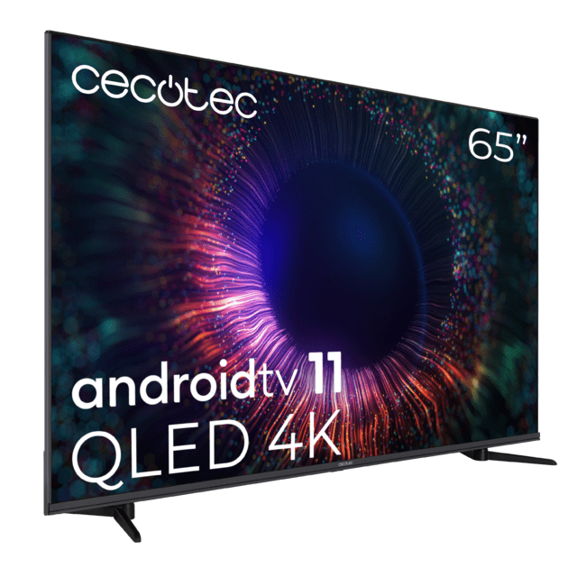 Cecotec TV Cecotec V1+ Series VQU11065+. Smart TV De 65" Televisores QLED Resolución 4K UHD Sistema Operativo Android TV Diseño Frameless MEMC Dolby Vision Y Atmos Subwoofer HDR10 Televisión QLED 65" Smart TV