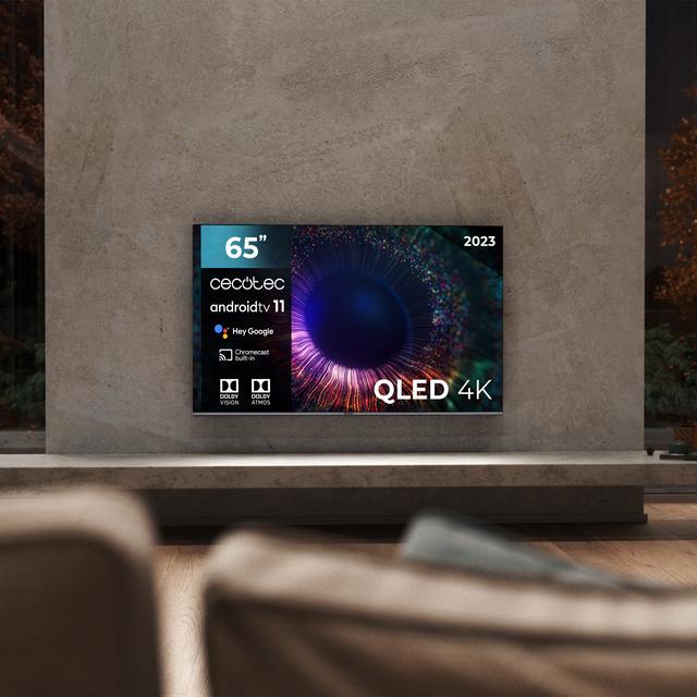 Cecotec TV Cecotec V1+ Series VQU11065+. Smart TV De 65" Televisores QLED Resolución 4K UHD Sistema Operativo Android TV Diseño Frameless MEMC Dolby Vision Y Atmos Subwoofer HDR10 Televisión QLED 65" Smart TV