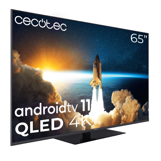 Cecotec TV Cecotec V1Z+ Series VQU11065Z+S Televisión QLED 65” Con Resolución 4K UHD Sistema Operativo Android TV 11 Subwoofers Chromecast HDR10+ Google Voice Assistant Clase E. Televisión QLED 65”