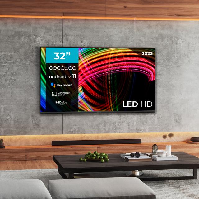 Cecotec TV LED A3 Series ALH30032 Televisión LED De 32" Con Resolución HD Sistema Operativo Android TV 11 Dolby Audio Hotel Mode Google Voice Assitant Y Chromecast. Televisión LED De 32"