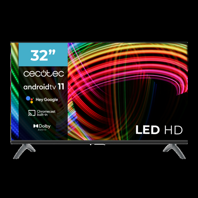 Cecotec TV LED A3 series ALH30032S Televisión LED de 32" con resolución HD sistema operativo Android TV 11 Dolby Audio Hotel Mode Google Voice Assitant y Chromecast. Televisión LED 32" Smart TV
