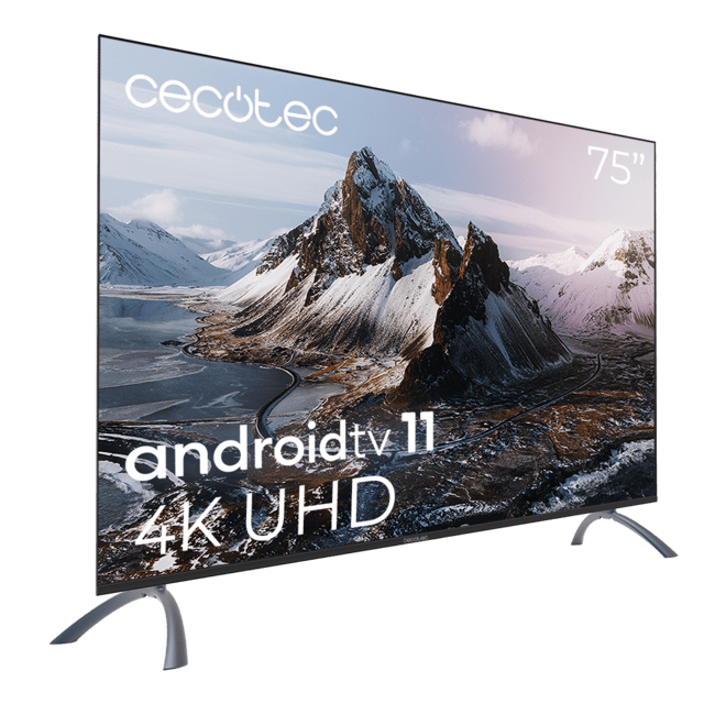 Cecotec TV LED A3 Series ALU30075S Televisión LED De 75" Con Resolución 4K UHD Sistema Operativo Android TV 11 Google Voice Assitant Y Chromecast. Televisión LED De 75" 