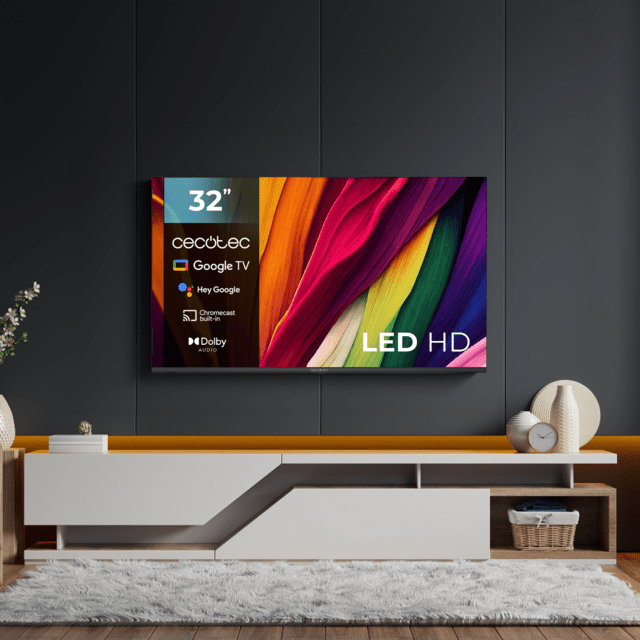 Cecotec TV LED A4 Series ALH40032 Televisión LED De 32" Con Resolución HD Sistema Operativo Google TV Dolby Audio Google Voice Assitant Y Chromecast.  Televisión LED 