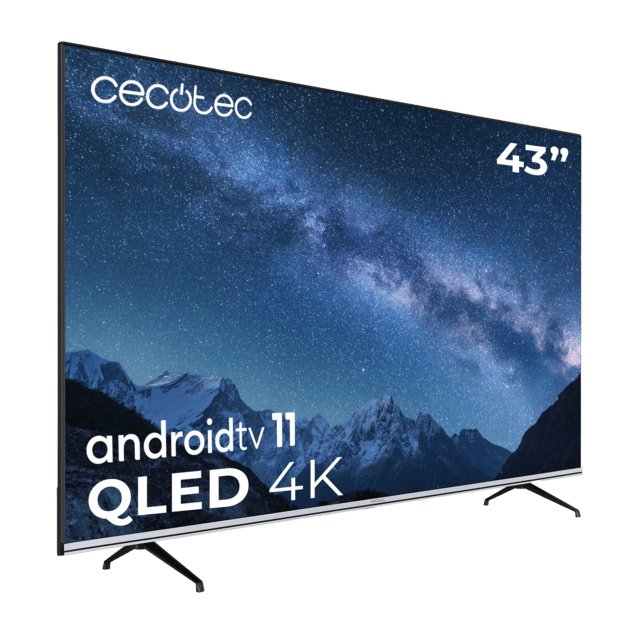 Cecotec TV QLED V2 Series VQU20043 Televisión QLED De 43" Con Resolución 4K UHD Sistema Operativo Android TV 11 Google Voice Assitant Y Chromecast Sistema Dolby Vision & Atmos. Televisores QLED