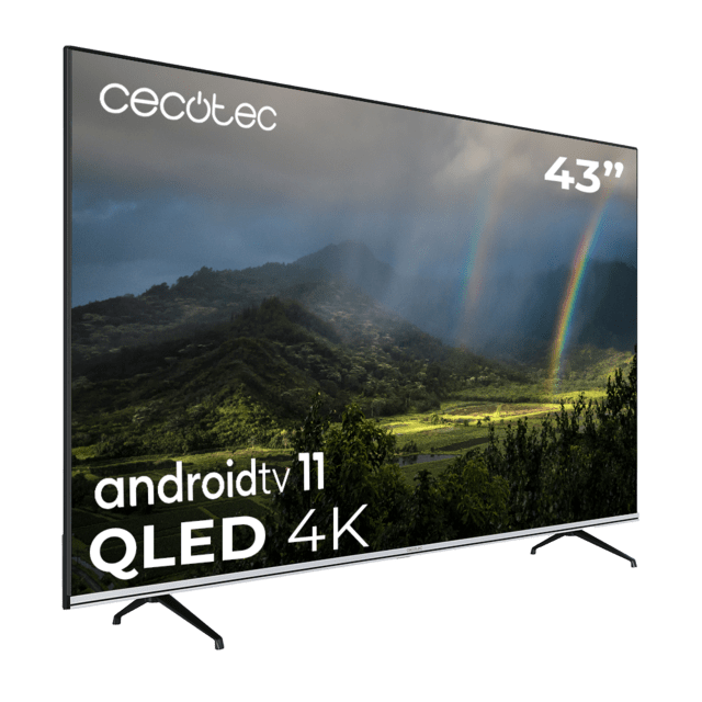 Cecotec TV QLED V2 Series VQU20043S Televisión QLED De 43" Con Resolución 4K UHD Sistema Operativo Android TV 11 Asistente De Voz De Google Y Chromecast Sistema Dolby Vision & Atmos Televisores QLED