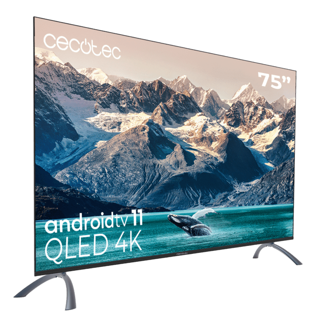 Cecotec TV QLED V2 Series VQU20075S Televisión QLED De 75" Con Resolución 4K UHD Sistema Operativo Android TV 11 Asistente De Voz De Google Y Chromecast Sistema Dolby Vision & Atmos. Televisión QLED 75" Smart TV