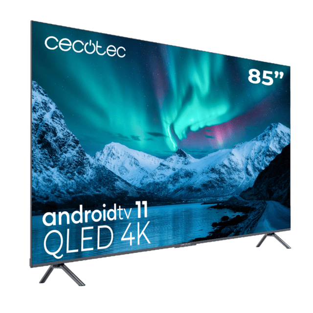 Cecotec TV QLED V3+ Series VQU30085+ M Televisión QLED De Gran Pulgada Con 85" Resolución 4K UHD Y Android TV 11 Full Array Local Dimming 120 Hz Altavoces Con 60W Dolby Vision & Atmos Wide Colour Gammut HDR10 HDM 2.1 USB 3.0 C