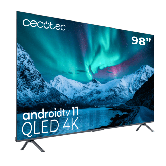 Cecotec TV QLED V3+ Series VQU30098+ M Televisión QLED De Gran Pulgada Con 98" Resolución 4K UHD Y Android TV 11 Full Array Local Dimming 120 Hz Altavoces Con 60W Dolby Vision & Atmos Wide Colour Gamut HDR10 HDM 2.1 USB 3.0 CO