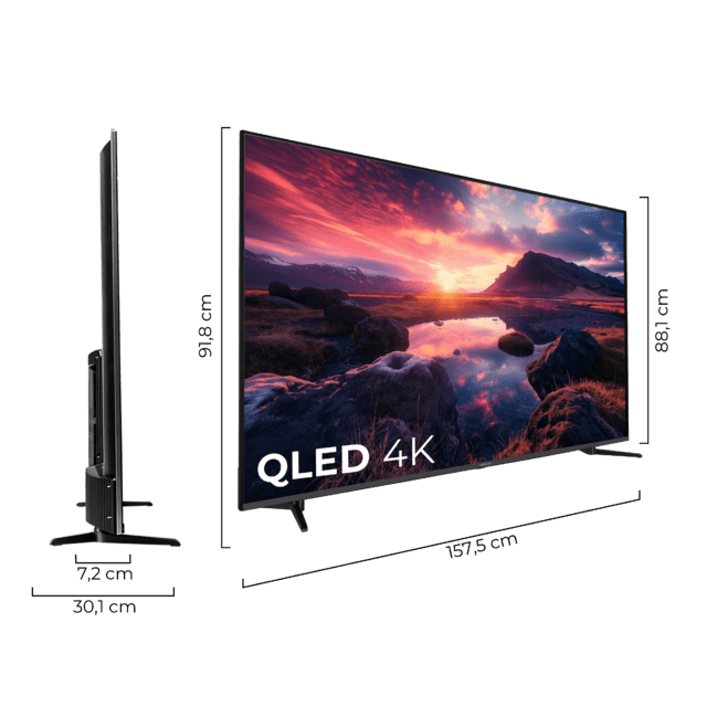Cecotec TV V1+ Series VQU11070+ M Televisión QLED 70” Con Resolución 4K UHD Sistema Operativo Android TV 11 Subwoofers Chromecast HDR10+ Google Voice Assistant Clase E. Televisión QLED 70" Smart TV