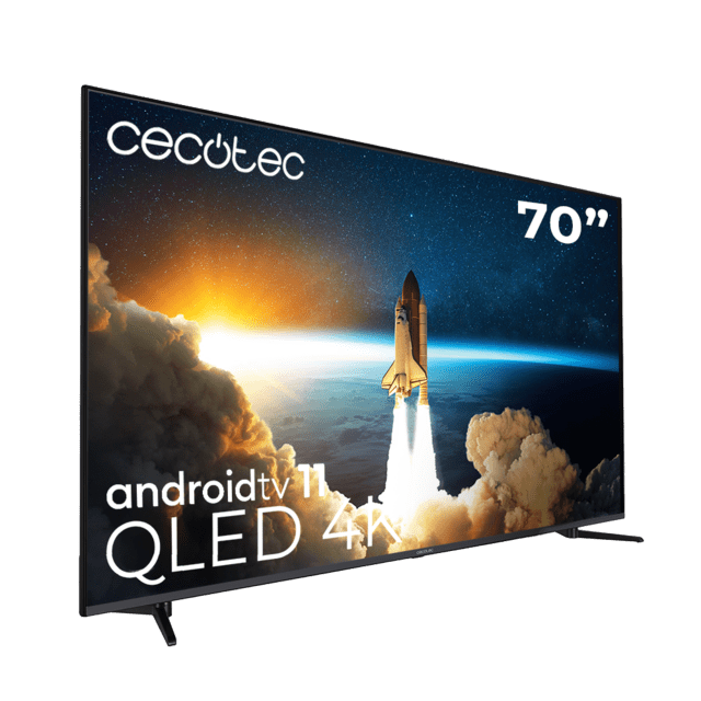 Cecotec TV V1+ Series Vqu11070+s TV QLED 4K 70" Pulgadas Smart TV Android 11 Dolby Vision Dolby Atmos HDMI 2. Atenuación Local MicroDimming HDR10 Audio 24W DTS Virtual X + DTS X 2 Mandos (1 Smart) SubWoofer Integrado MEMC Eye S