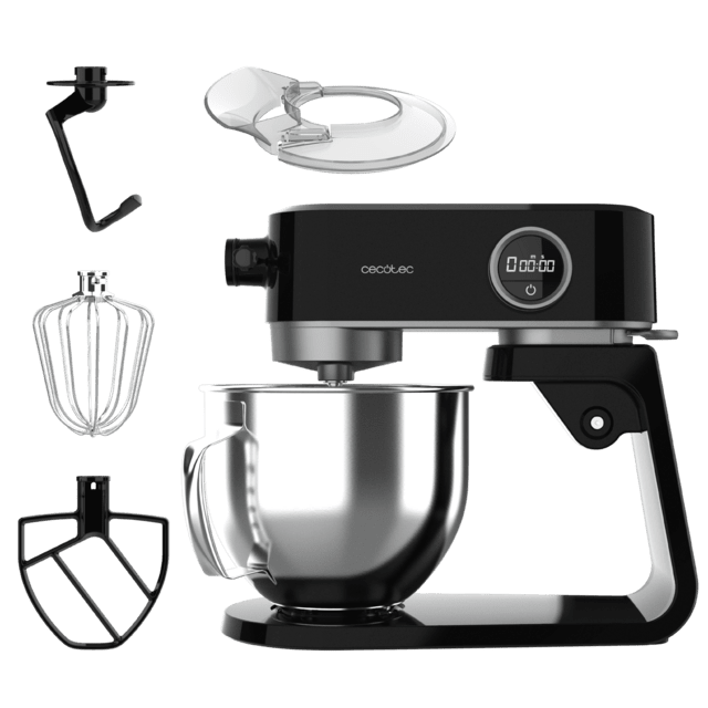 Cecotec Twist&Fusion 4000 Luxury Black. Batidora Amasadora De 800 W Cuerpo De Aluminio Fundido Motor DC 8 Velocidades Luz LED Bol De Acero Inoxidable De 5 2 L Batidora Amasadora
