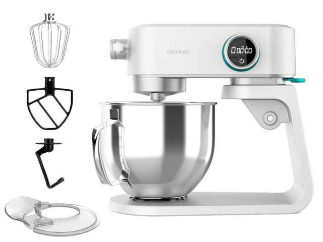 Cecotec Twist&Fusion 4000 Luxury White M. Batidora Amasadora De 800 W Cuerpo De Aluminio Fundido Motor DC 8 Velocidades Luz LED Bol De Acero Inoxidable De 5 2 L Batidora Amasadora