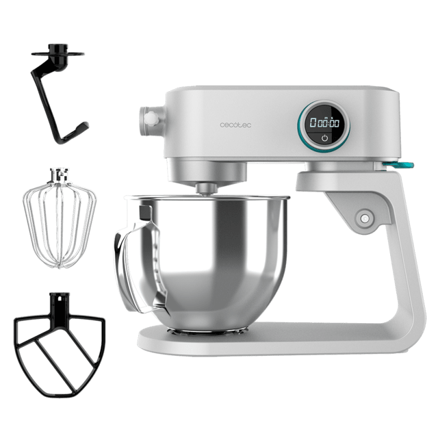 Cecotec Twist&Fusion 4000 Luxury White M. Batidora Amasadora De 800 W Cuerpo De Aluminio Fundido Motor DC 8 Velocidades Luz LED Bol De Acero Inoxidable De 5 2 L Batidora Amasadora