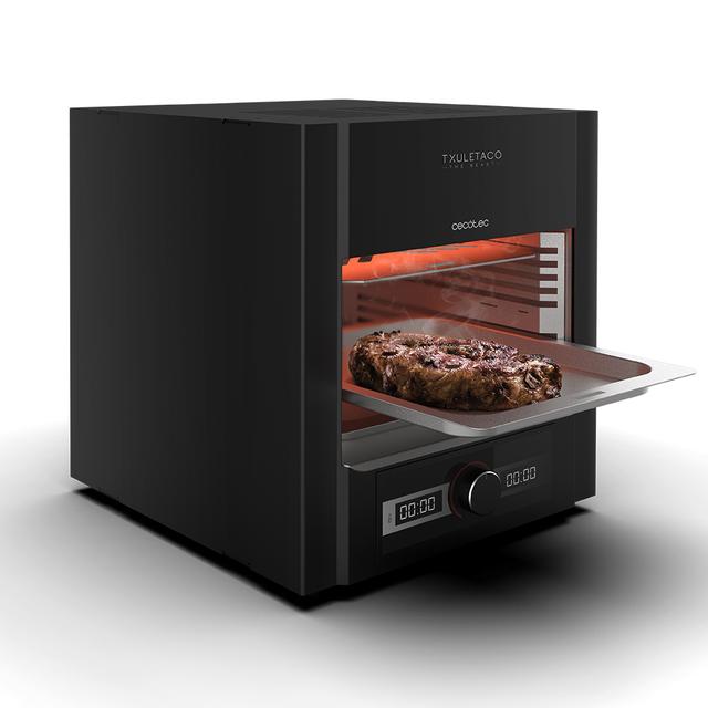 Cecotec Txuletaco The Beast 6850 Horno Para Asado Hasta 850°C Con 2000W De Potencia Con Parrilla De Acero Inoxidable Bandeja Recogegrasas Y Sistema De Temperatura Y Tiempo Regulables Black Parrilla Eléctrica De Alta Temperatur