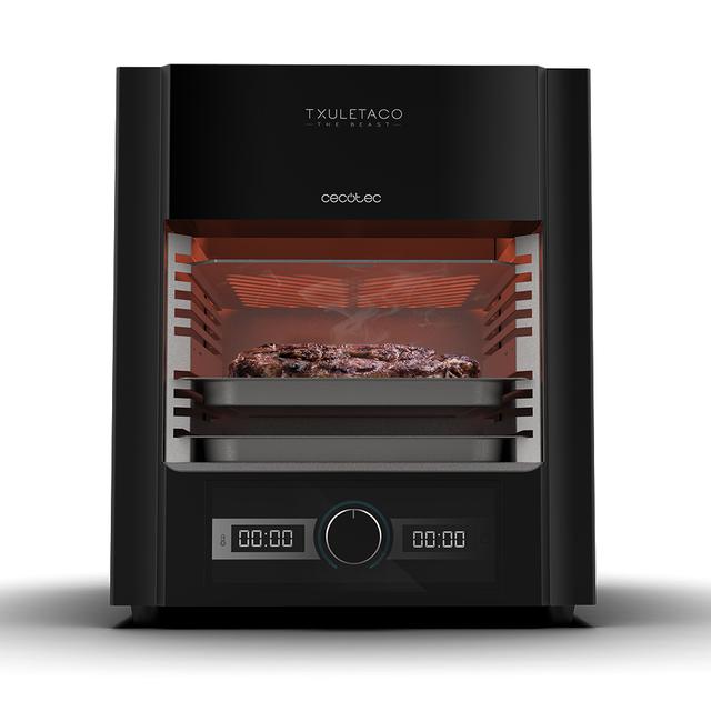 Cecotec Txuletaco The Beast 6850 Horno Para Asado Hasta 850°C Con 2000W De Potencia Con Parrilla De Acero Inoxidable Bandeja Recogegrasas Y Sistema De Temperatura Y Tiempo Regulables Black Parrilla Eléctrica De Alta Temperatur