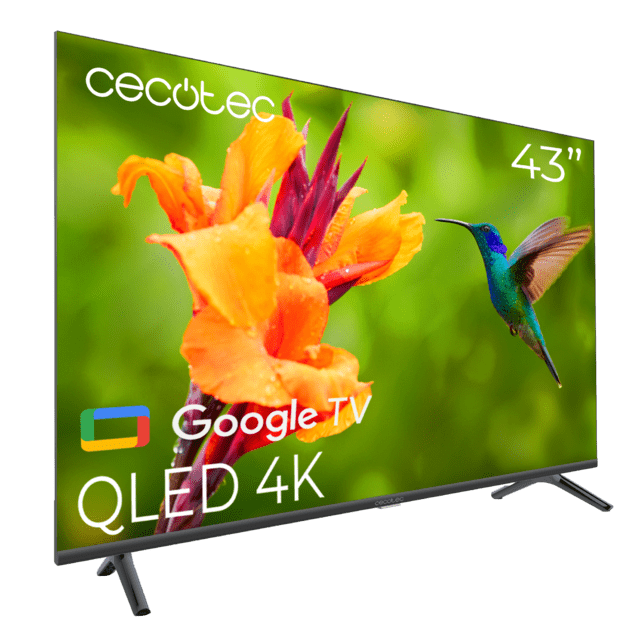 Cecotec V4 Series VQU40043 Televisión QLED De 43" Con Resolución 4K UHD Sistema Operativo Google TV Dolby Vision&Atmos Wide Color Gammut VRR HDMI 2.1 USB 3.0 HDR10 16 Gb ROM Google Voice Assitant Y Chromecast. Televisión QLED