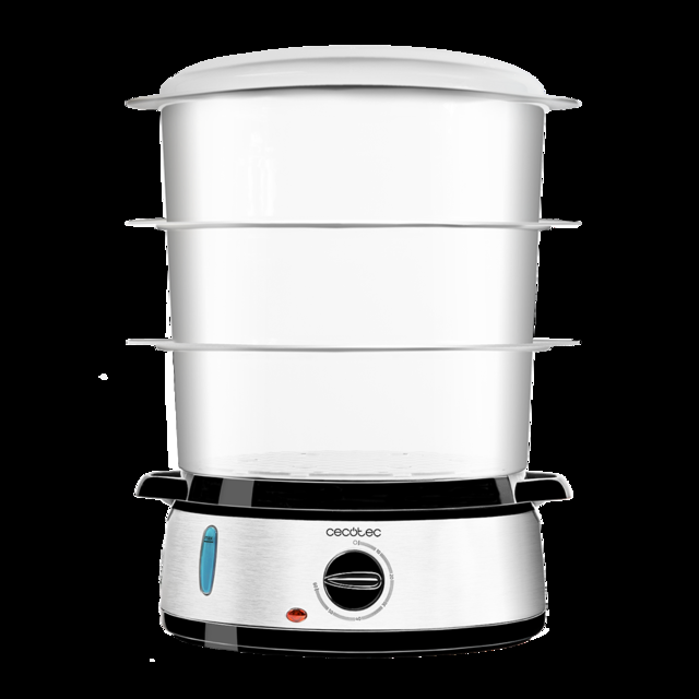 Cecotec Vapovita 3000 INOX Vaporera Eléctrica Con 800 W 3 Recipientes Independientes Cuenco Para Preparar Arroz Soportes Para Cocer Huevos Temporizador 60 Minutos. 2 Entradas Laterales De Agua. Vaporera Eléctrica  
