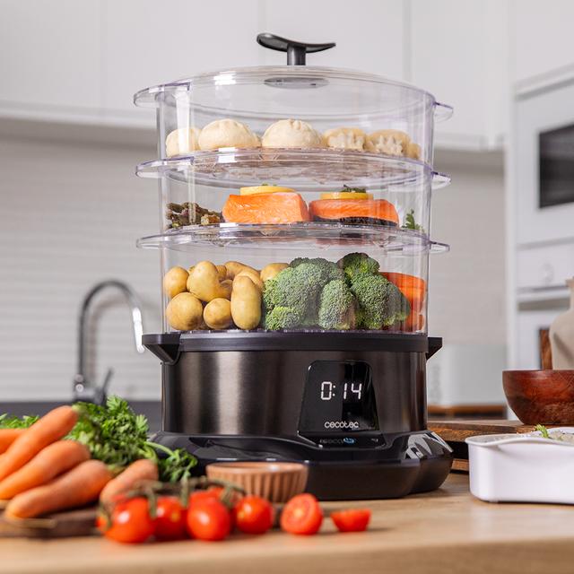 Cecotec Vapovita 3000 Pro Vaporera Para Cocinar Rápido Y Saludable Con 1L De Capacidad Gracias A Su Potencia De 1000w. Tiempo Ajustable Y Apto Para Lavavajillas Vaporera