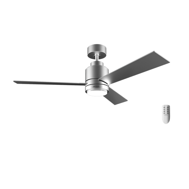 Cecotec Ventilador de techo EnergySilence Aero 4850 Style Steel Ventilador de techo de 30 W con motor DC y 48” con luz LED mando a distancia 6 velocidades 3 aspas modo winter-summer y modo natural breeze. Ventilador de techo