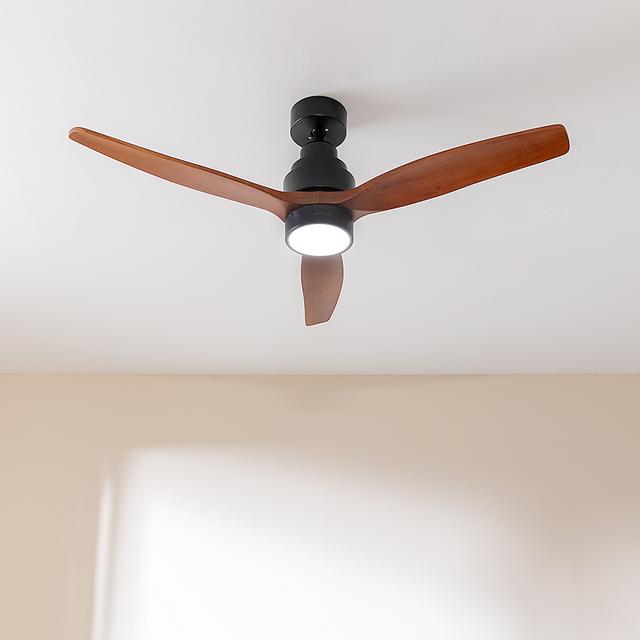 Cecotec Ventilador De Techo EnergySilence Aero 5300 Black&Wood Design Ventilador De Techo De 40 W Y 52” Con Motor DC Luz LED Mando A Distancia 6 Velocidades Temporizador Y Modo Winter-summer. Ventilador De Techo