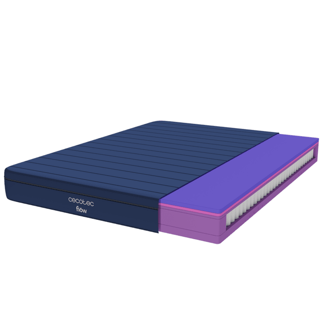 Cecotec Viscoelástico Y Enfundable Flow E-Hybrid + 90x200Colchón Viscoelástico Y Enfundable De 28 Cm De Altura Con Núcleo De Muelles Ensacados Y 4 Capas Para Una Firmeza Medio Alta