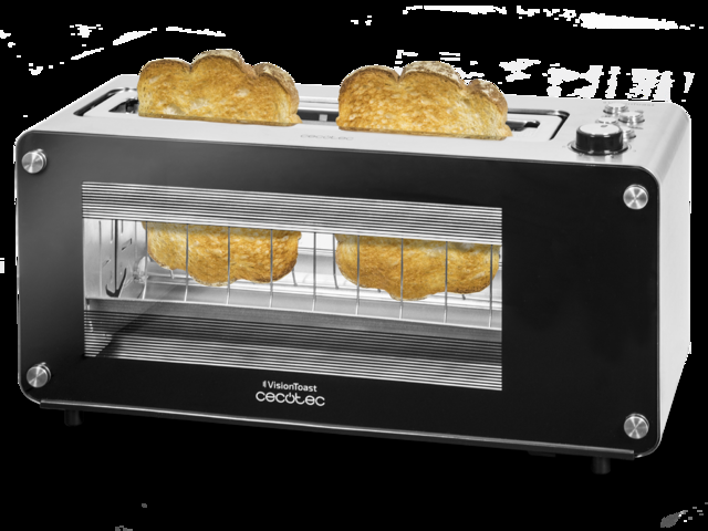 Cecotec VisionToast. Tostadora de 1260 W Capacidad 2 Tostadas Ventanas de Cristal Ranura XL 7 Niveles de Tostado 3 Funciones 7 Posiciones Acabados en Acero Inoxidable Tostadora de pan