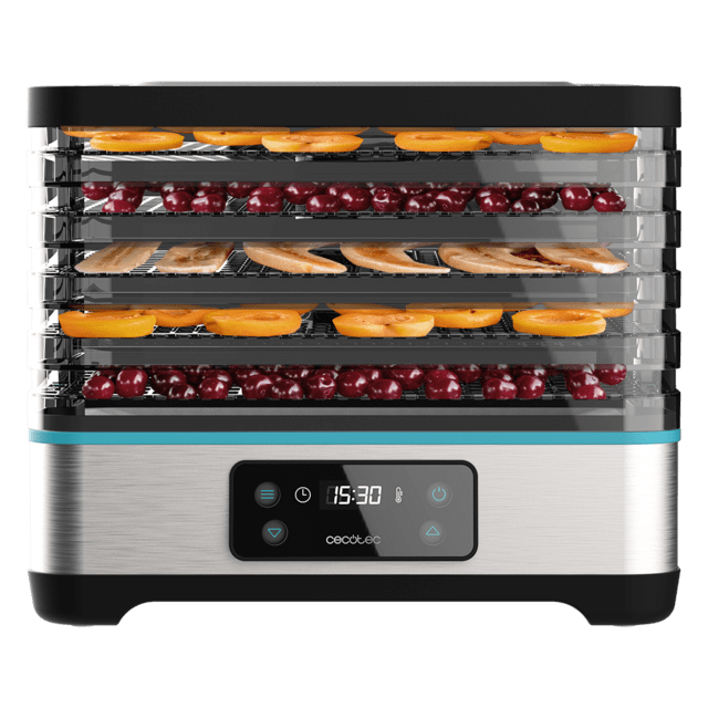 Cecotec VitaDry Pro Deshidratador de alimentos con 5 bandejas de altura regulable pantalla digital tiempo ajustable hasta 48hs y temperatura regulable entre 35 y 70 grados. Deshidratador de alimentos