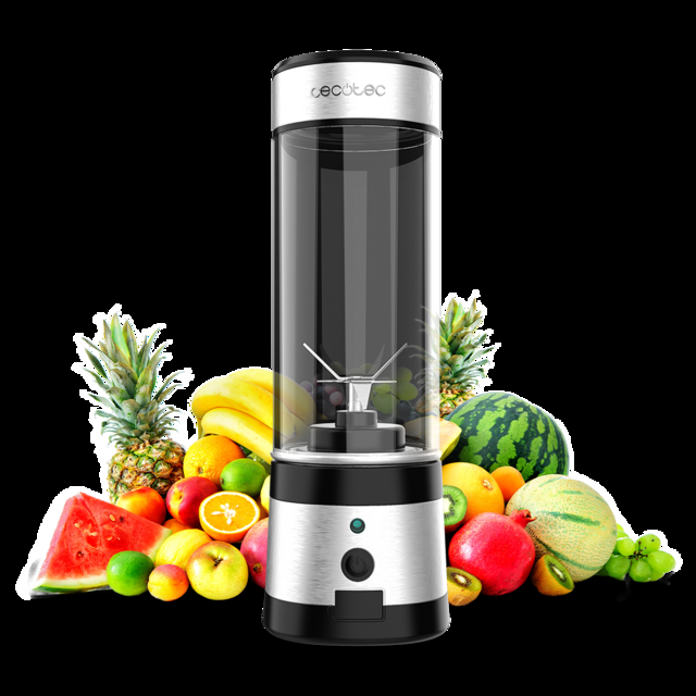 Cecotec WanderlustMix USB Batidora De Smoothies Con Vaso Portátil 4 Cuchillas Con Recubrimiento De Titanio Negro Y 126W. Batidora de vaso individual / portátil