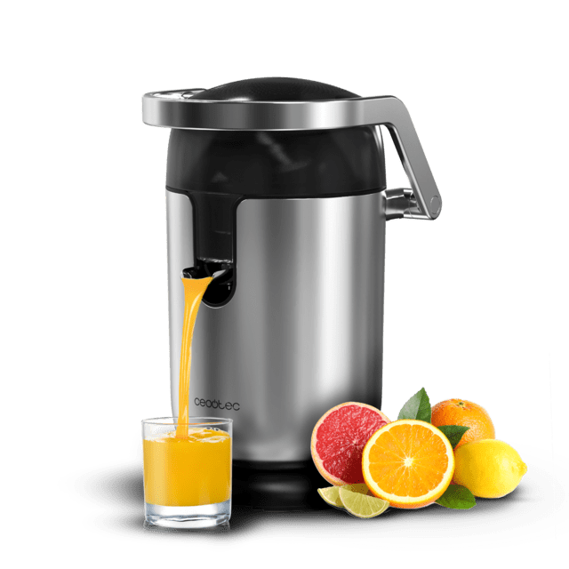 Cecotec Xqueeze Bullet Pro Exprimidor eléctrico de brazo para naranjas y cítricos con 600 W de potencia un filtro de plástico y un cono. La forma superior permite proteger el cono por completo. Exprimidor eléctrico de brazo