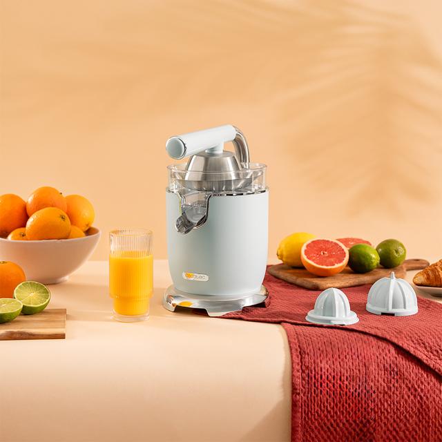 Cecotec Xqueeze RetroJuice 1000 Blue Exprimidor Eléctrico De Brazo Para Naranjas Y Cítricos Con 1000 W De Potencia Filtro De Acero Inoxidable Y Dos Conos Desmontables De Diferente Tamaño El Grande De Acero Inoxidable Y El Peq