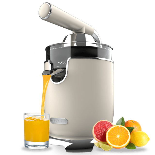 Cecotec Xqueeze RetroJuice 1000 Exprimidor eléctrico de brazo para naranjas y cítricos con 1000 W de potencia filtro de acero inoxidable y dos conos desmontables de diferente tamaño el grande de acero inoxidable y el pequeño