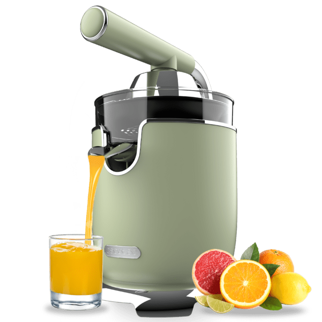 Cecotec Xqueeze RetroJuice 1000 Green Exprimidor eléctrico de brazo para naranjas y cítricos con 1000 W de potencia filtro de acero inoxidable y dos conos desmontables de diferente tamaño el grande de acero inoxidable y el pe