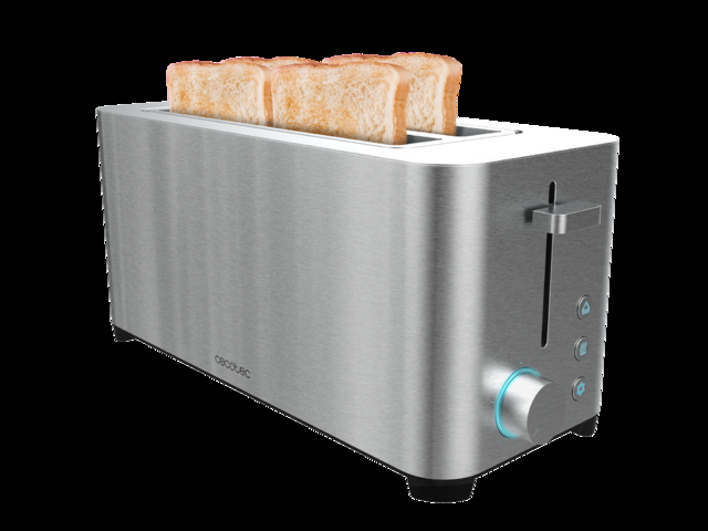 Cecotec YummyToast Extra Double. Tostadora De 1400 W Doble Ranura Larga 4 Tostadas Acabado En Acero Inoxidable 5 Niveles Potencia 2 Funciones Preconfiguradas Tostadora 