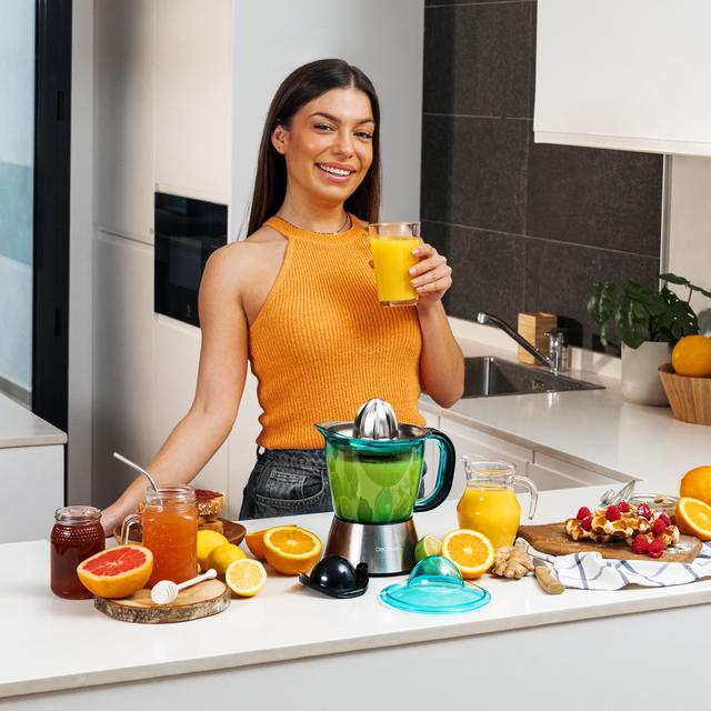 Cecotec Zitra Full Steel Exprimidor Eléctrico Para Naranjas Y Cítricos Con 60 W De Potencia Y Filtro De Acero Inoxidable. Incluye 2 Conos Desmontables Uno De Plástico Y Otro De Acero Inoxidable. Exprimidor Eléctrico