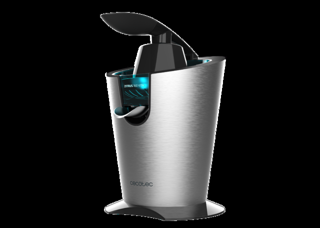 Cecotec Zitrus 160 Vita INOX. Exprimidor Eléctrico De Brazo De 160 W Filtro De Acero Inoxidable 2 Conos Desmontables Sistema De Extracción Continua Encendido Automático Exprimidor De Naranjas Eléctrico  