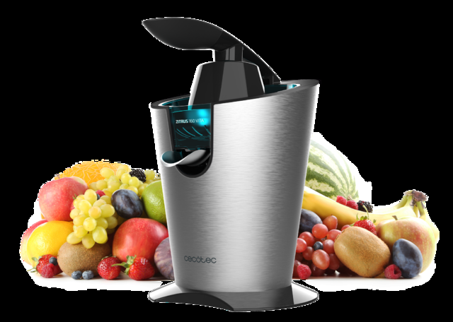 Cecotec Zitrus 160 Vita INOX. Exprimidor Eléctrico de Brazo de 160 W Filtro de Acero Inoxidable 2 Conos Desmontables Sistema de Extracción Continua Encendido Automático Exprimidor de naranjas eléctrico  