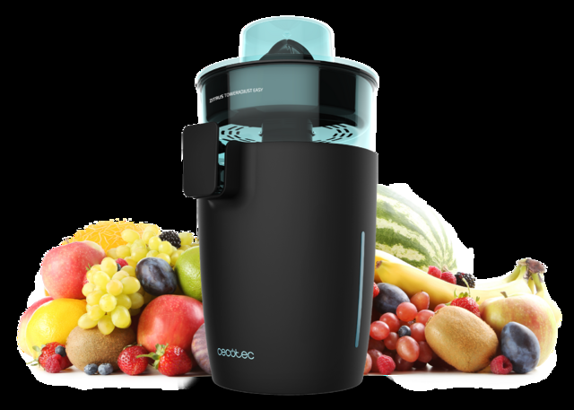 Cecotec Zitrus TowerAdjust Easy Black 800 Inox Exprimidor de torre eléctrico de 800 W con dos conos desmontables regulador de pulpa filtro de acero inoxidable y boquilla antigoteo. Exprimidor