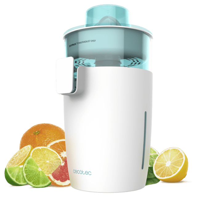 Cecotec Zitrus TowerAdjust Easy. Exprimidor eléctrico con Potencia 350 W Filtro regulador de Pulpa 2 Conos Desmontables de Diferente tamaño Tambor Libre de BPA Capacidad de 0 5 L (Blanco) Exprimidor eléctrico