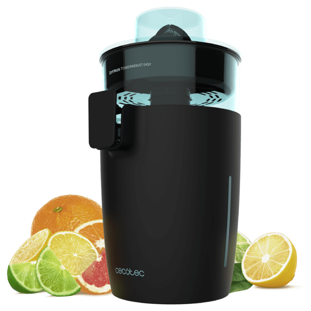 Cecotec Zitrus TowerAdjust Easy. Exprimidor Eléctrico De 350 W Filtro Regulador De Pulpa 2 Conos Desmontables De Diferente Tamaño Tambor Libre De BPA Capacidad De 0 5 L Negro Exprimidor Eléctrico