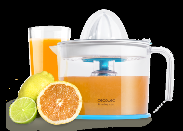 Cecotec ZitrusEasy Adjust White. Exprimidor Eléctrico de 40 W Filtro con Regulador de Pulpa Ajustable 2 Conos Desmontables Doble Sentido de Giro Exprimidor