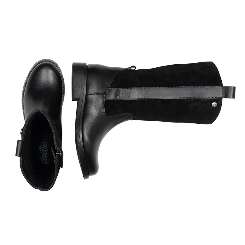 Chetto Bota Alta En Piel Elegante Para El Cole