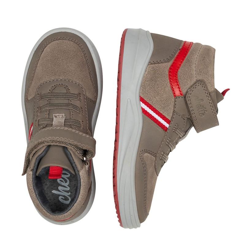 Chetto Botin Niño Con Velcro Y Cordones En Piel