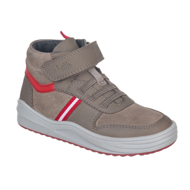 Chetto Botin Niño Con Velcro Y Cordones En Piel