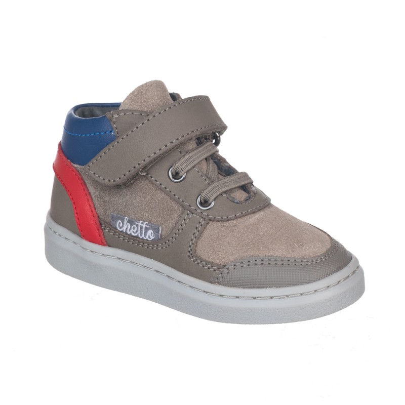 Chetto Botin Niño Con Velcro Y Cordones En Piel