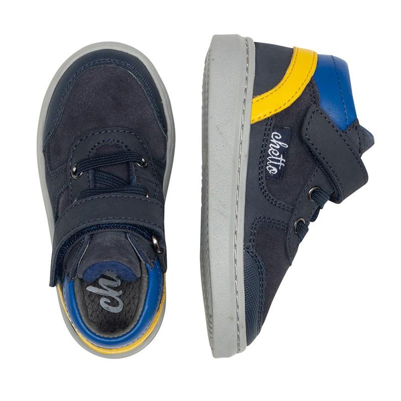 Chetto Botin Niño Con Velcro Y Cordones En Piel